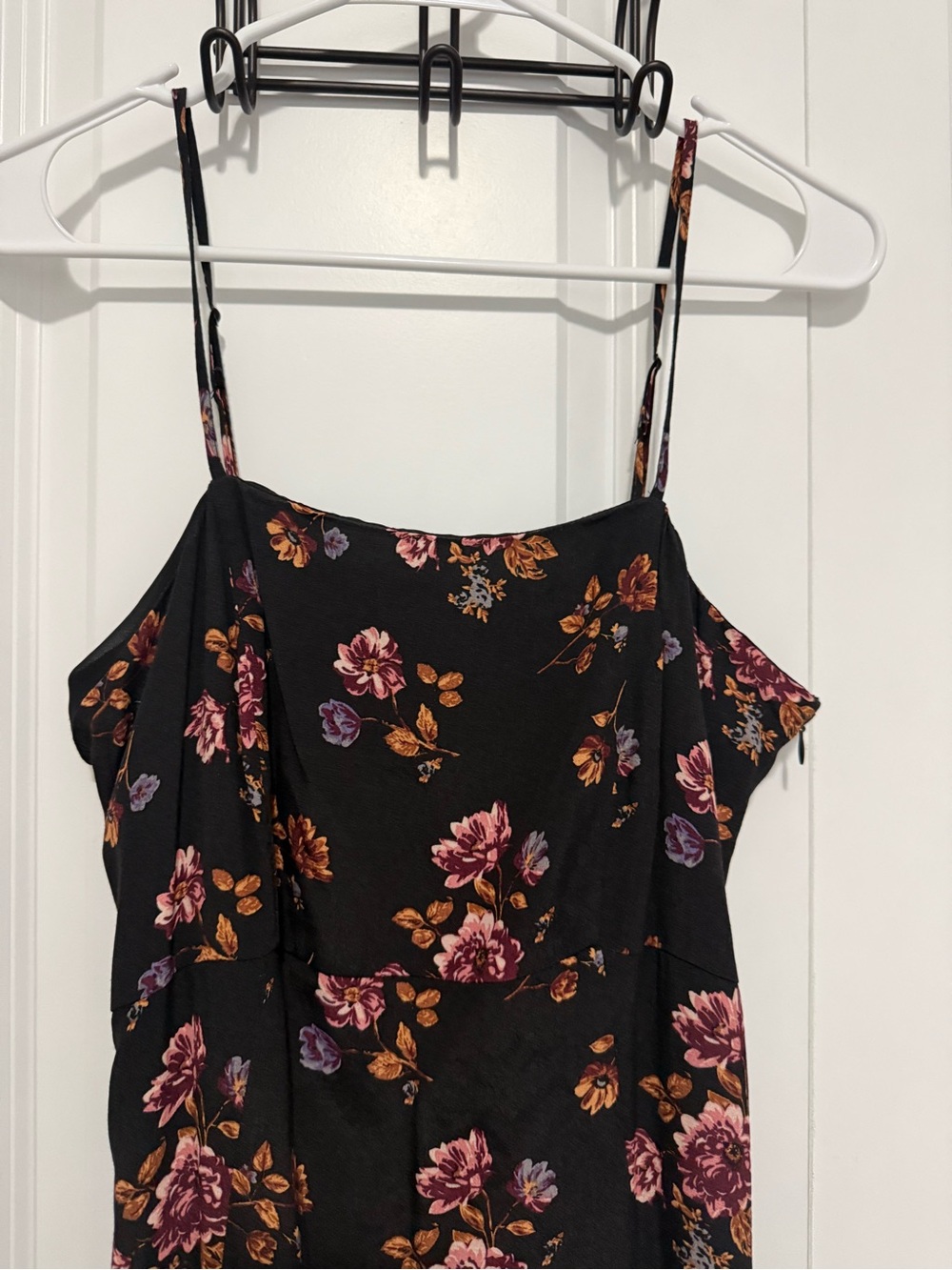Forever 21 Black Floral Maxi Dress with Pink and Purple Roses - Picture 3 of 4